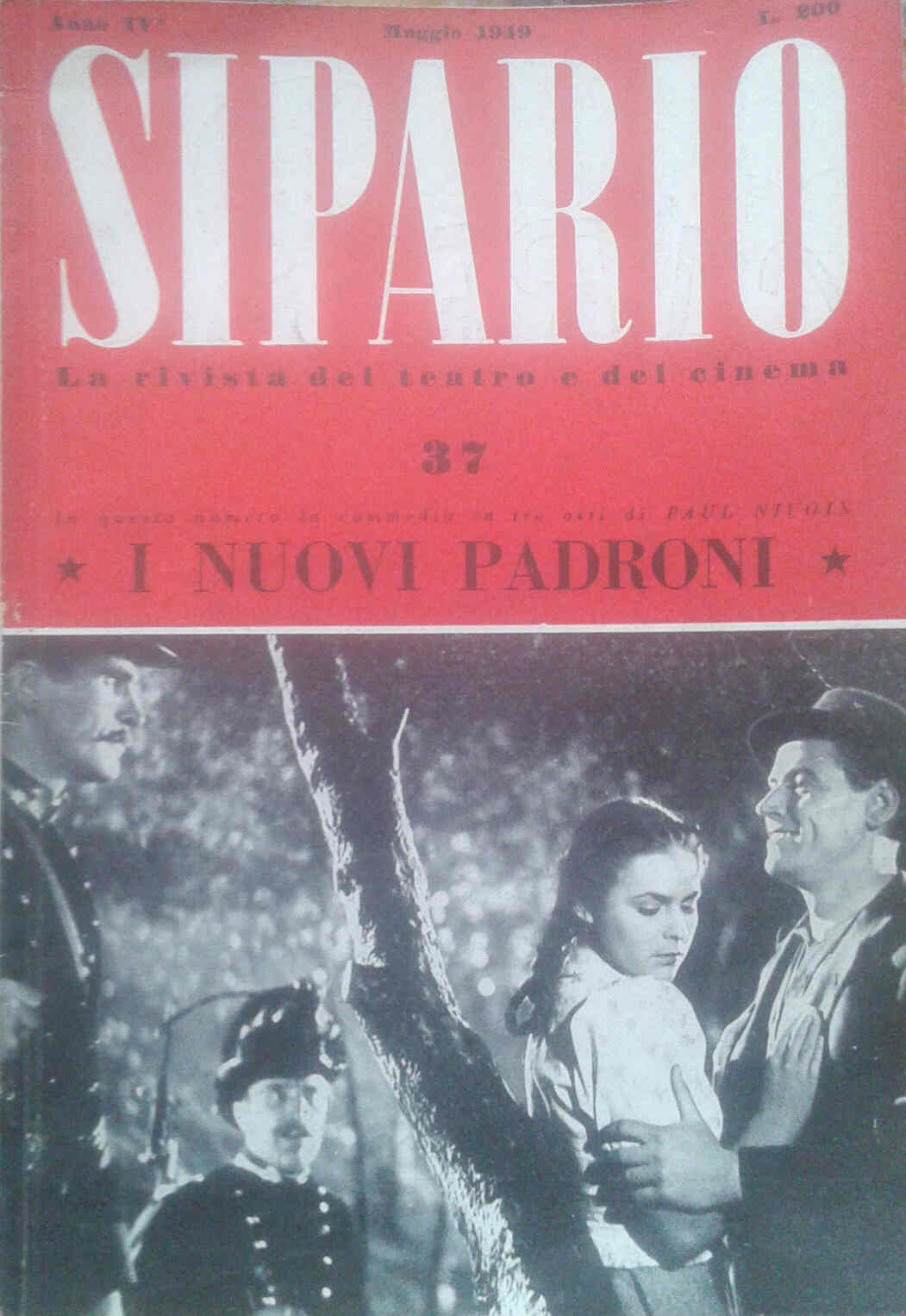 SIPARIO magazine side cover Issue 37 May 1949