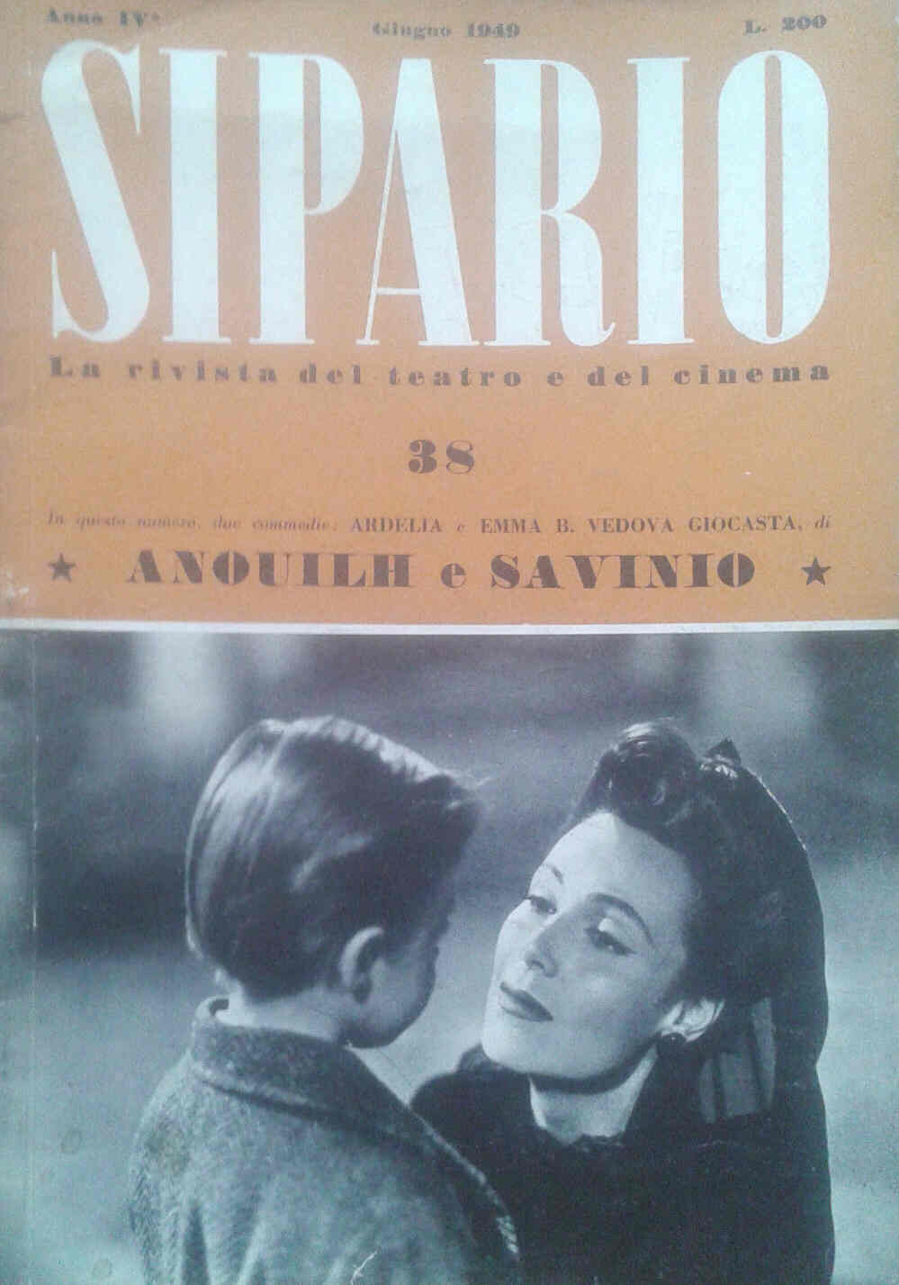 SIPARIO magazine side cover Issue 38 June 1949