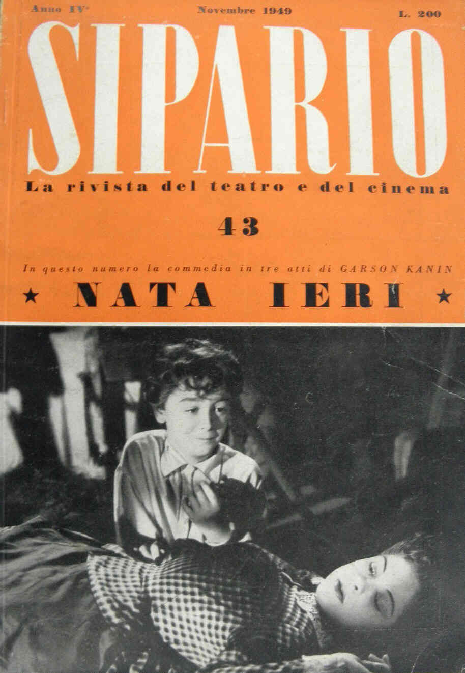 SIPARIO magazine side cover Issue 43 November 1949