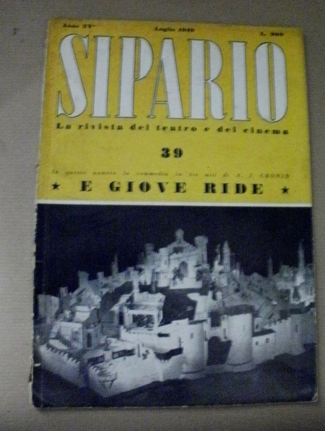 SIPARIO magazine side cover Issue 39  July 1949