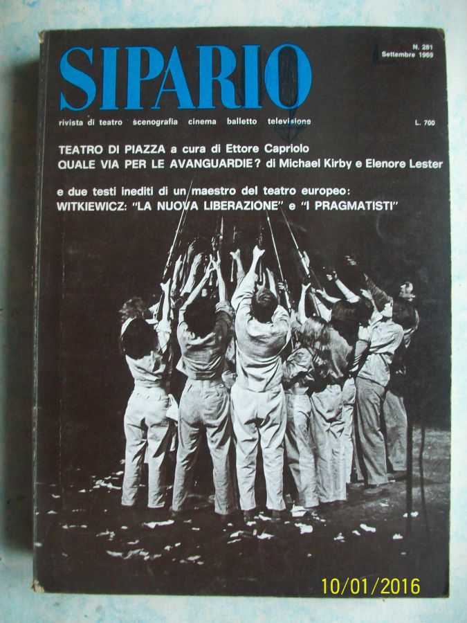 SIPARIO magazine side cover Issue 281  September 1969