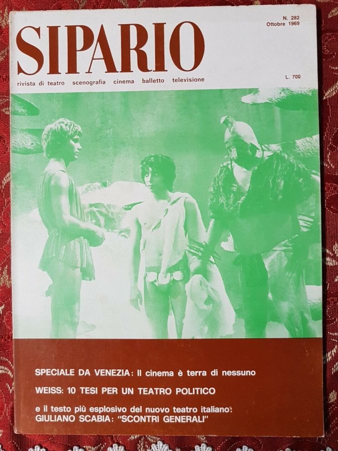 SIPARIO magazine side cover Issue 282  October 1969