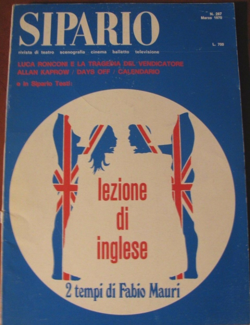 SIPARIO magazine side cover Issue 287  March 1970
