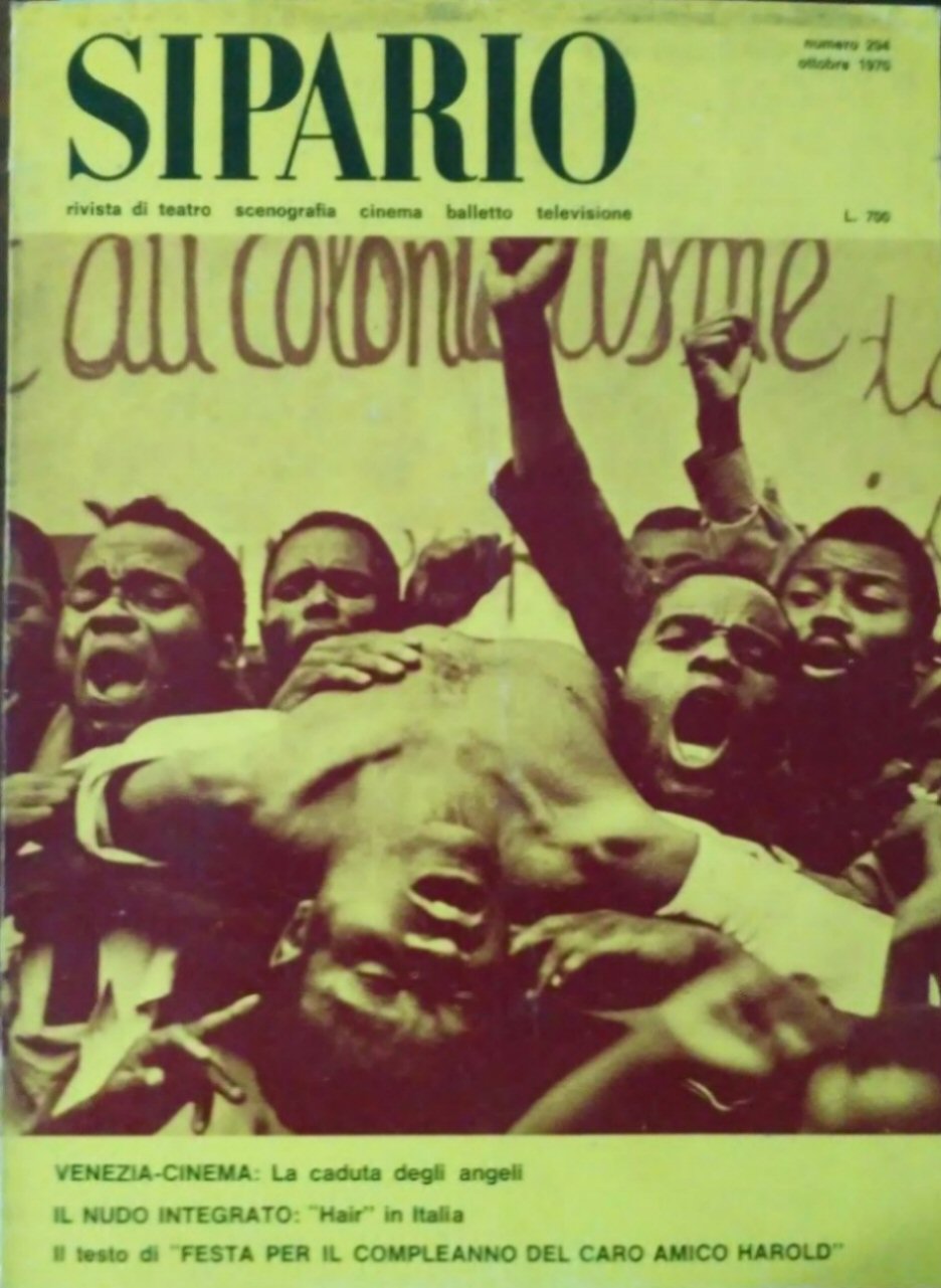 SIPARIO magazine side cover Issue 294  October 1970