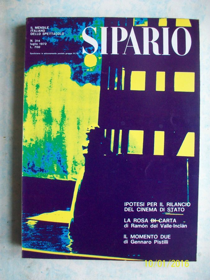 SIPARIO magazine side cover Issue 314  July 1972