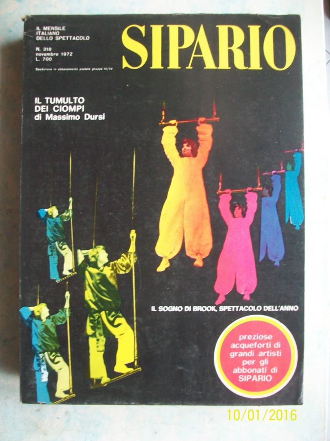 SIPARIO magazine side cover Issue 318  November 1972