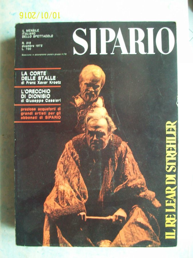 SIPARIO magazine side cover Issue 319  December 1972
