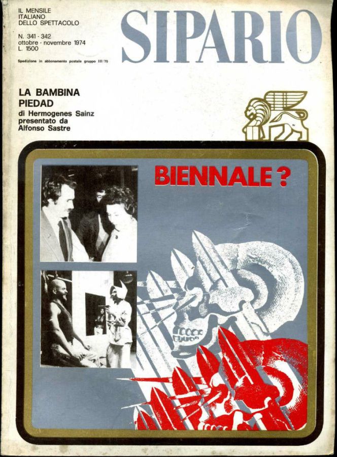 SIPARIO magazine side cover Issue 341-2  October/November 1974