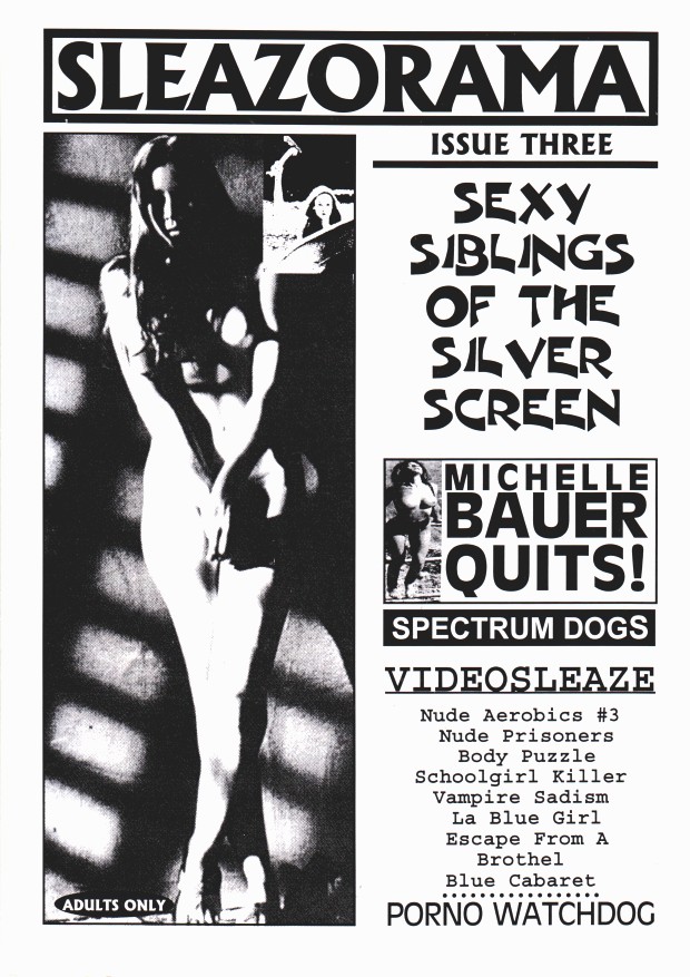SLEAZORAMA magazine side cover Issue 3  1994