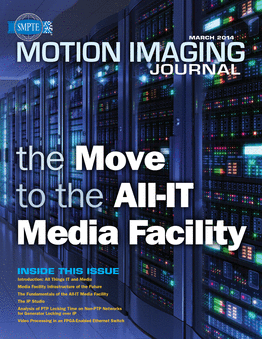 SMPTE MOTION IMAGING JOURNAL magazine side cover March 2014