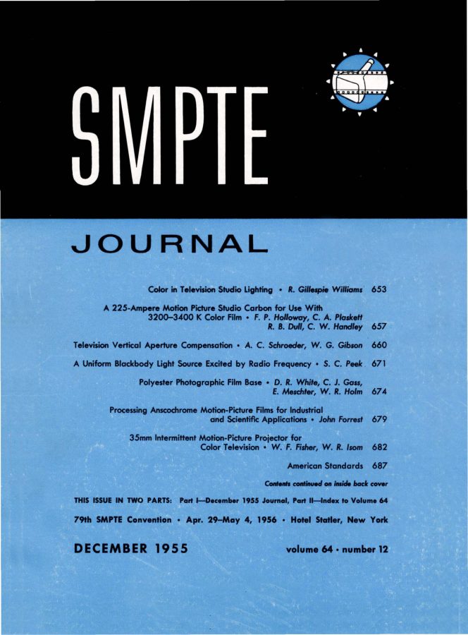 SMPTE MOTION IMAGING JOURNAL magazine side cover December 1955