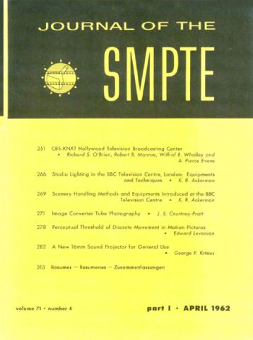 SMPTE MOTION IMAGING JOURNAL magazine side cover April 1962