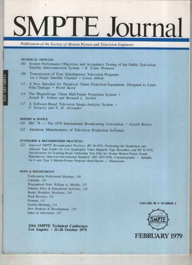 SMPTE MOTION IMAGING JOURNAL magazine side cover  February 1979