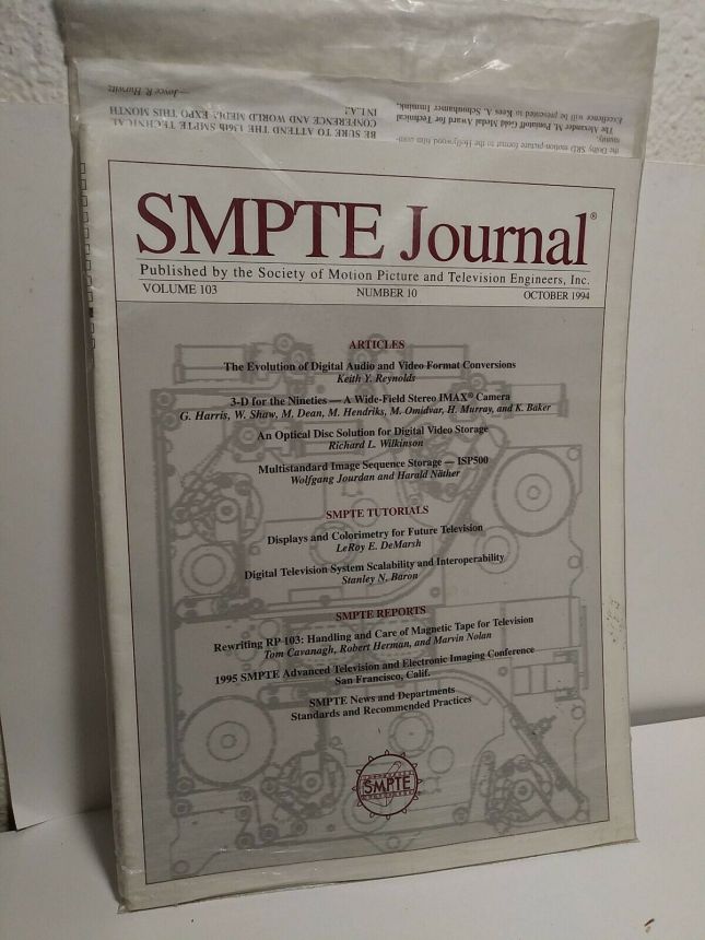 SMPTE MOTION IMAGING JOURNAL magazine side cover  October 1994