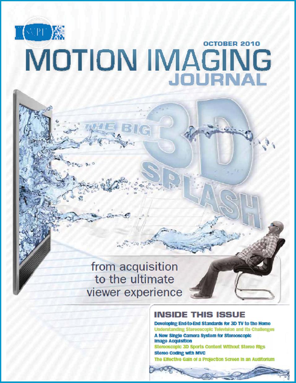 SMPTE MOTION IMAGING JOURNAL magazine side cover October 2010