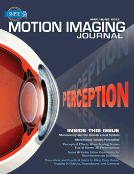 SMPTE MOTION IMAGING JOURNAL magazine side cover May/June 2012