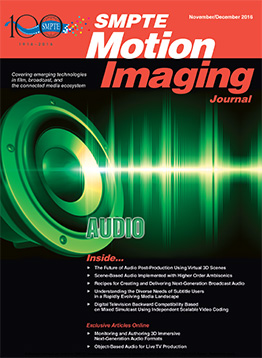 SMPTE MOTION IMAGING JOURNAL magazine side cover November/December 2016