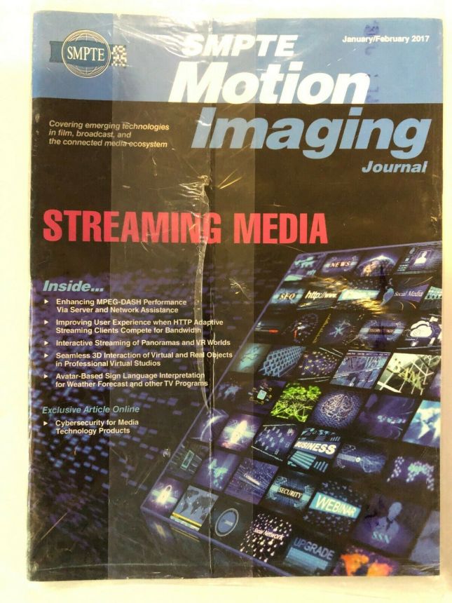 SMPTE MOTION IMAGING JOURNAL magazine side cover  January/February 2017