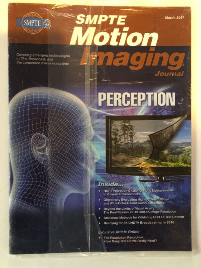 SMPTE MOTION IMAGING JOURNAL magazine side cover  March 2017