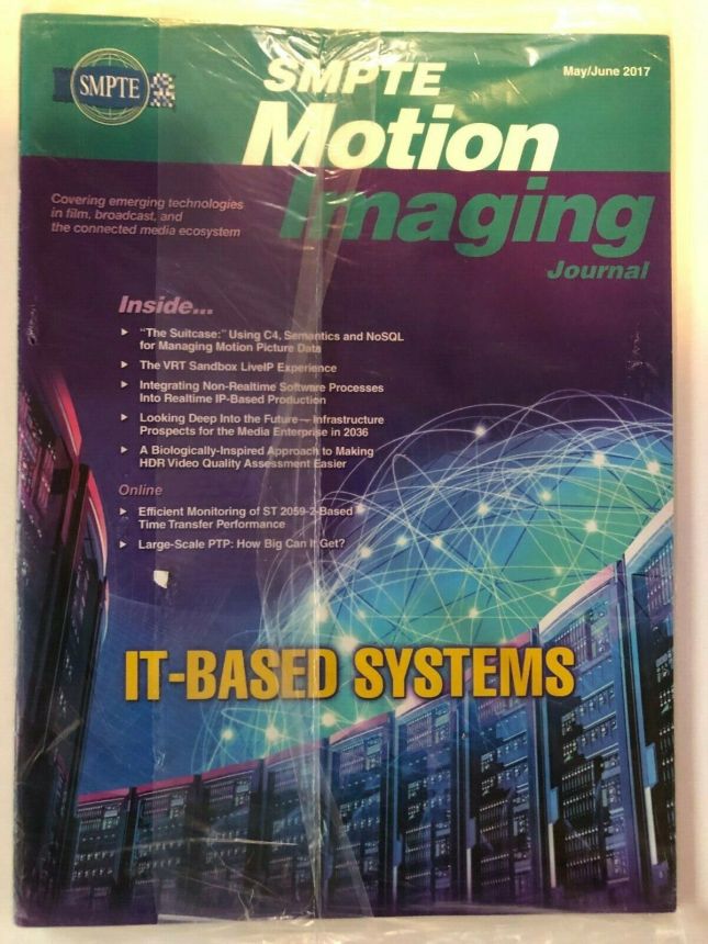 SMPTE MOTION IMAGING JOURNAL magazine side cover  May/June 2017