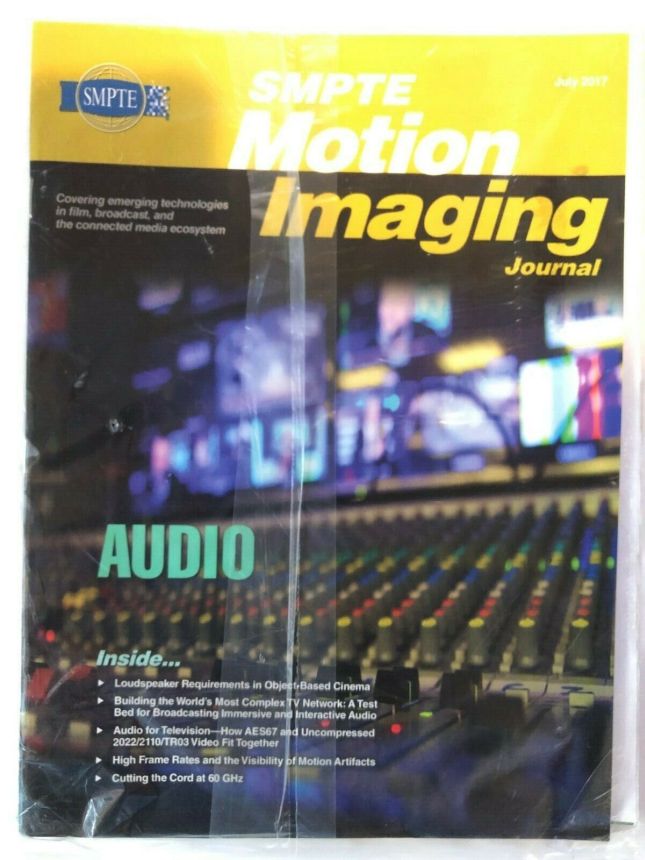 SMPTE MOTION IMAGING JOURNAL magazine side cover  July 2017