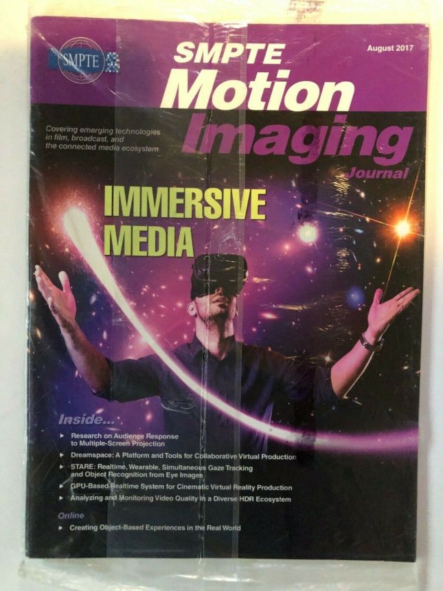 SMPTE MOTION IMAGING JOURNAL magazine side cover  August 2017