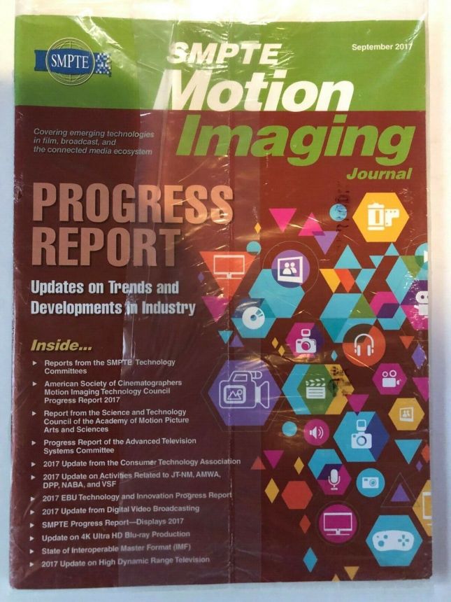 SMPTE MOTION IMAGING JOURNAL magazine side cover  September 2017
