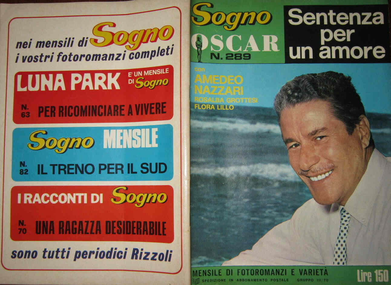 SOGNO OSCAR magazine side cover Issue 289  1971