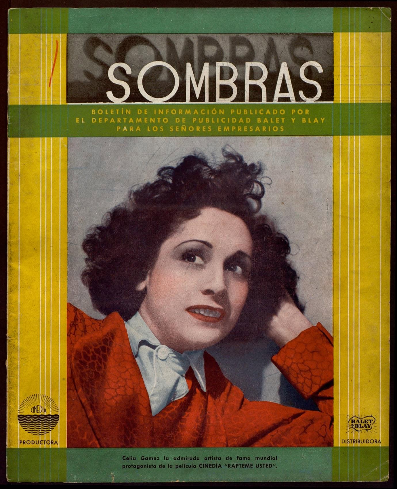 SOMBRAS magazine side cover Issue 8  August 1940