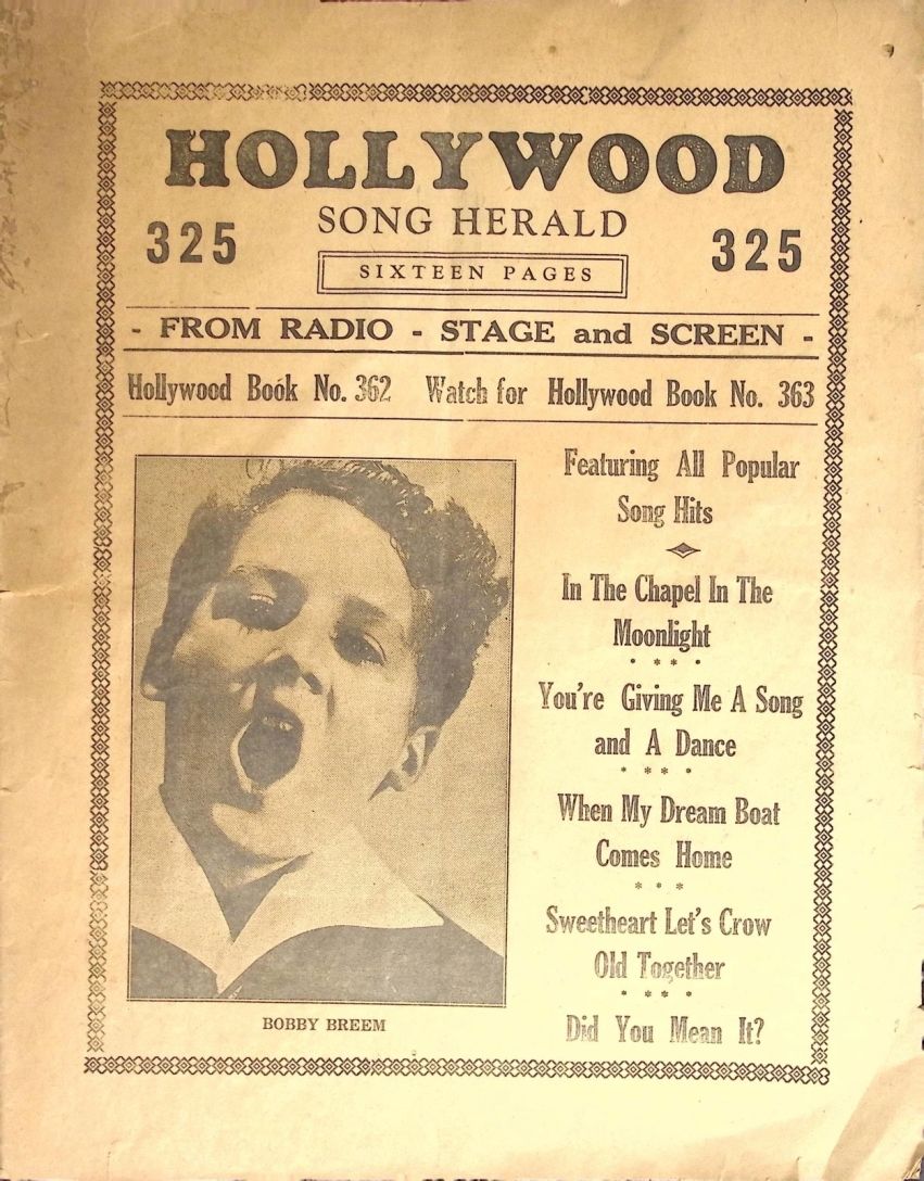 HOLLYWOOD SONG HERALD magazine side cover Issue 362   
