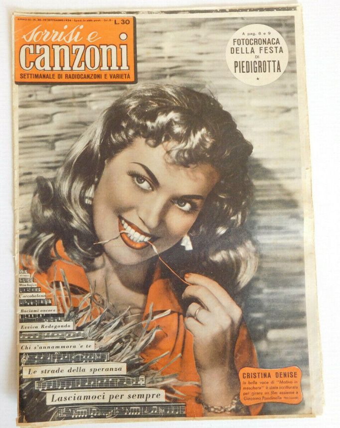 SORRISI E CANZONI TV magazine side cover Issue 38 19 September 1954