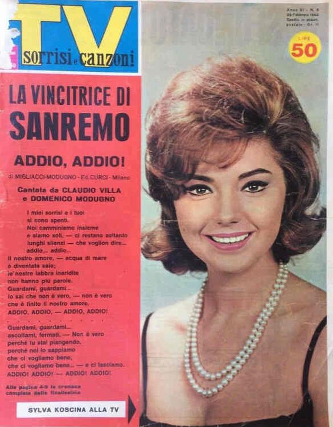 SORRISI E CANZONI TV magazine side cover Issue 8 25 February 1962