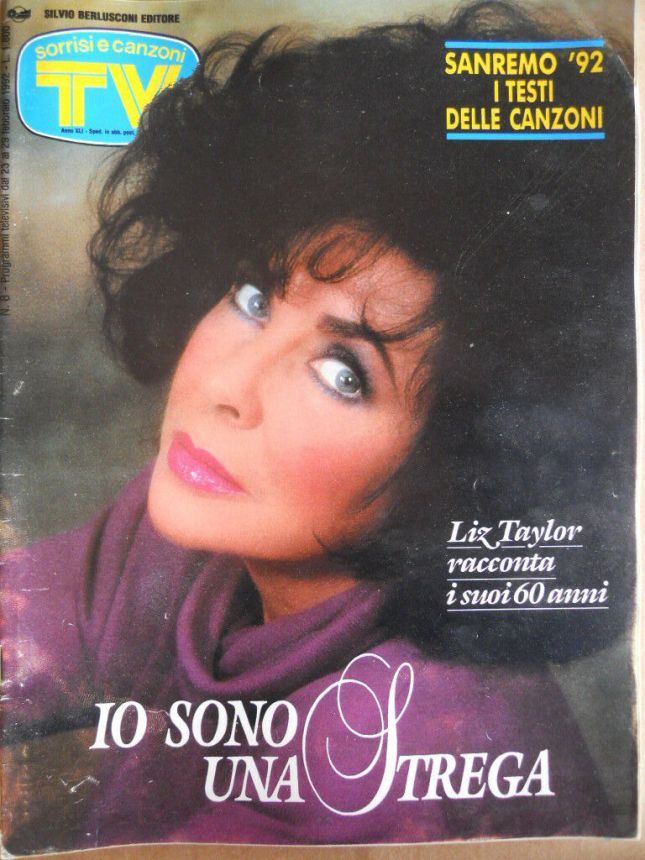 SORRISI E CANZONI TV magazine side cover Issue 8 22 February 1992