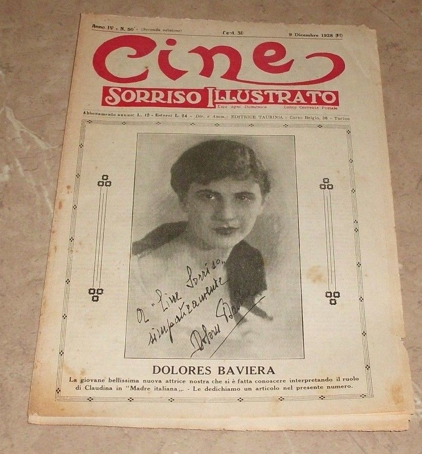 CINE SORRISO ILLUSTRATO magazine side cover Issue 50 9 December 1928