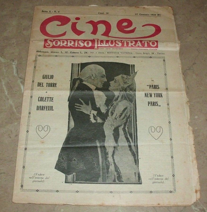 CINE SORRISO ILLUSTRATO magazine side cover Issue 4 27 January 1929