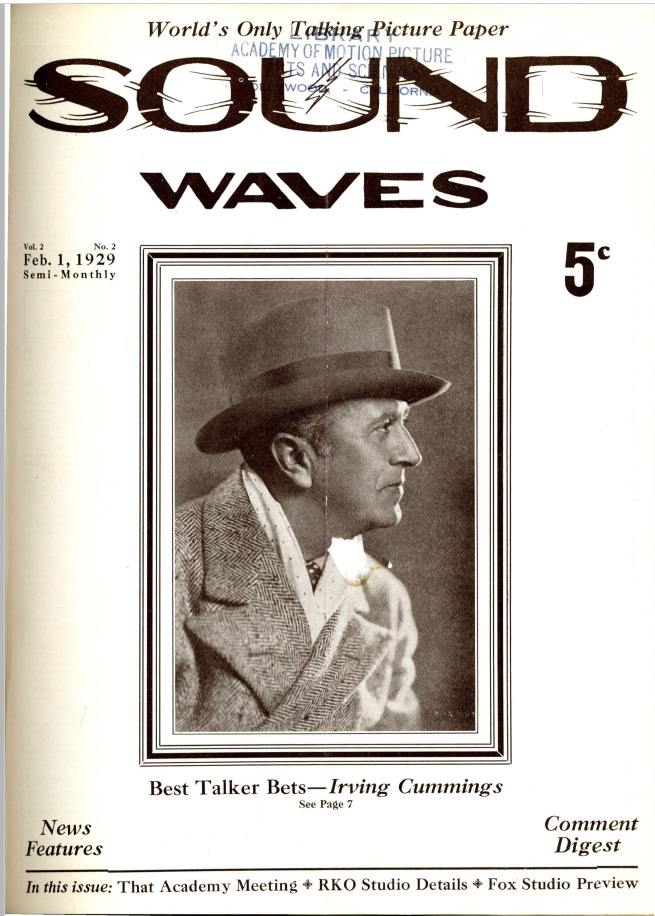 SOUND WAVES magazine side cover  Vol 2 No 2 2 February 1929