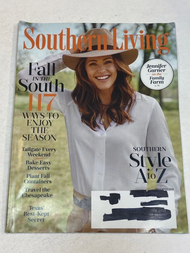 SOUTHERN LIVING magazine side cover  September 2018