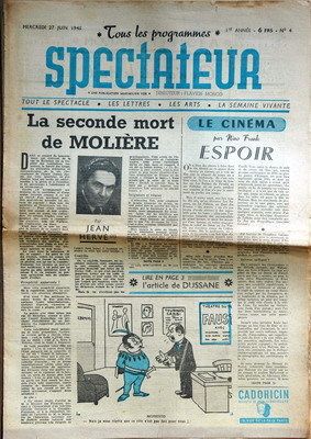 SPECTATEUR (40s) magazine side cover Issue 4 27 June 1945