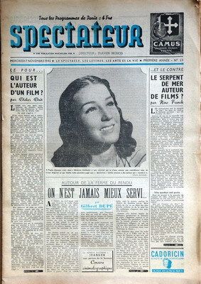 SPECTATEUR (40s) magazine side cover Issue 23 7 November 1945