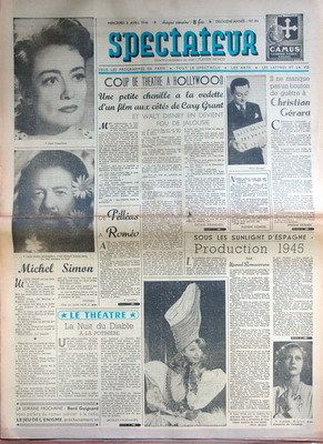 SPECTATEUR (40s) magazine side cover Issue 44 3 April 1946