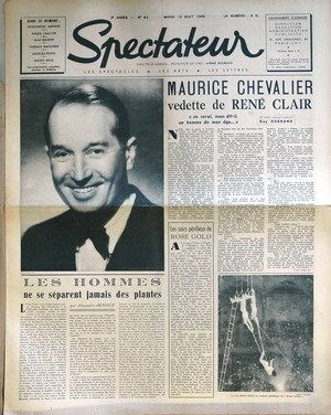 SPECTATEUR (40s) magazine side cover Issue 63 13 August 1946
