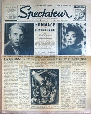 SPECTATEUR (40s) magazine side cover Issue 82 24 December 1946
