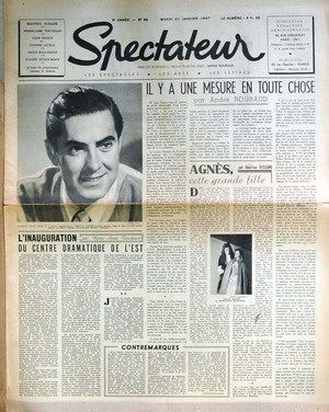 SPECTATEUR (40s) magazine side cover Issue 86 21 January 1947
