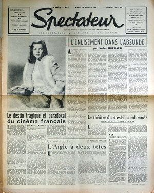 SPECTATEUR (40s) magazine side cover Issue 90 18 February 1947