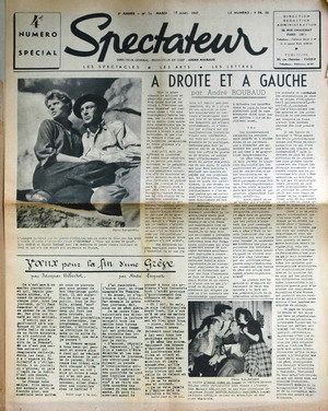 SPECTATEUR (40s) magazine side cover Issue 94 18 March 1947