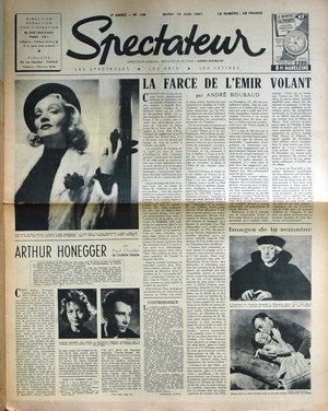 SPECTATEUR (40s) magazine side cover Issue 106 10 June 1947