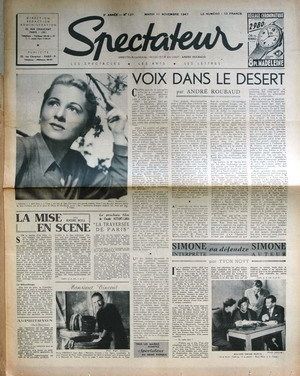 SPECTATEUR (40s) magazine side cover Issue 137 11 November 1947