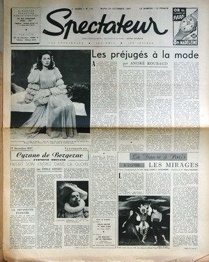SPECTATEUR (40s) magazine side cover Issue 133 23 December 1947