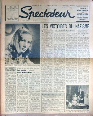 SPECTATEUR (40s) magazine side cover Issue 153 11 May 1948