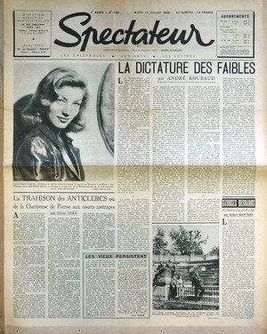 SPECTATEUR (40s) magazine side cover Issue 162 13 July 1948